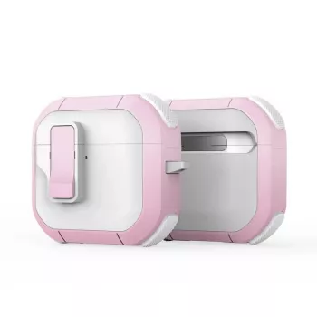 Dux Ducis PECP-sarja PC+TPU-kotelo koukulla AirPods 4 -kuulokkeille, valkoinen vaaleanpunainen