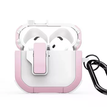 Dux Ducis PECP-sarja PC+TPU-kotelo koukulla AirPods 4 -kuulokkeille, valkoinen vaaleanpunainen
