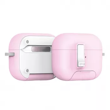 Dux Ducis PECQ Series PC+TPU-suojakotelo koukulla Apple AirPods Pro 3:lle, valkoinen/vaaleanpunainen