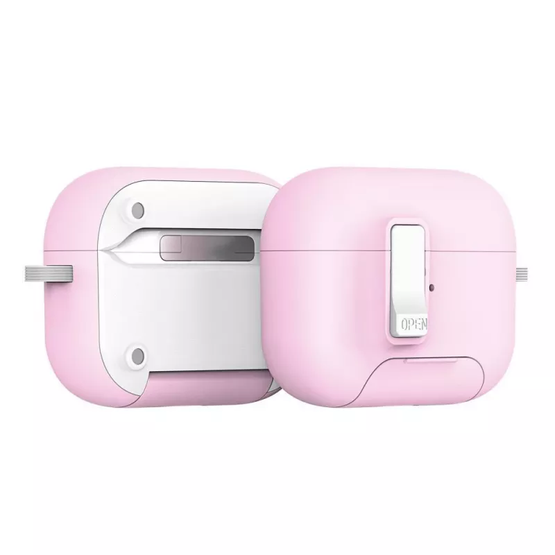 Dux Ducis PECQ Series PC+TPU-suojakotelo koukulla Apple AirPods Pro 3:lle, valkoinen/vaaleanpunainen