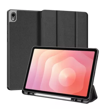 Dux Ducis Samsung Galaxy Tab S11 Domo Series kolmiosaittainen teline PU-nahka tablet-suojakotelo musta