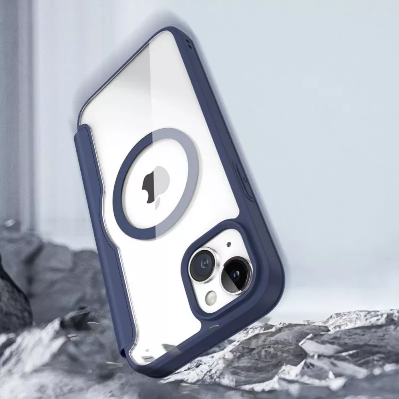Dux Ducis Skin X Pro Magnetic Flip MagSafe -kotelo Apple iPhone 15 Plus -malliin - sininen