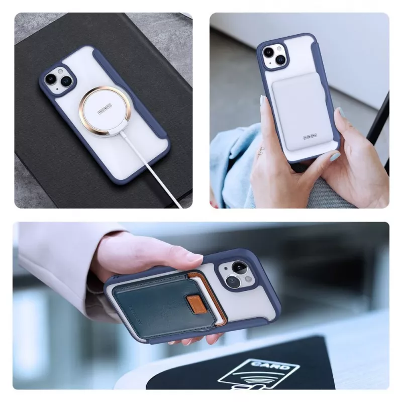 Dux Ducis Skin X Pro Magnetic Flip MagSafe -kotelo Apple iPhone 15 Plus -malliin - sininen