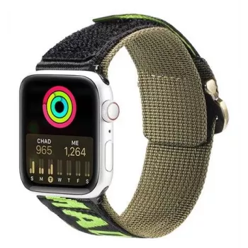 Dux Ducis ranneke (outdoor-versio) Apple Watch Ultra, SE, 8, 7, 6, 5, 4, 3, 2, 1 (49, 45, 44, 42 mm) nylonranneke musta vihreä