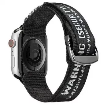 Dux Ducis ranneke (ulkokäyttöversio) Apple Watch Ultra, SE, Series 8, 7, 6, 5, 4, 3, 2, 1 (49, 45, 44, 42 mm) nylonranneke musta hopea
