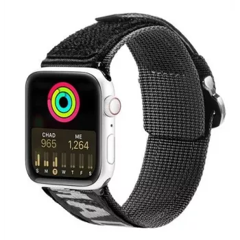 Dux Ducis ranneke (ulkokäyttöversio) Apple Watch Ultra, SE, Series 8, 7, 6, 5, 4, 3, 2, 1 (49, 45, 44, 42 mm) nylonranneke musta hopea