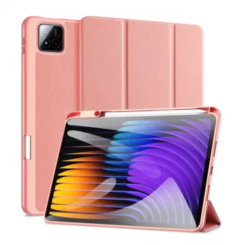 Dux Ducis Xiaomi Redmi Pad 7/7 Pro Domo Series kolmiosaittainen teline PU-nahka tablet-kotelo vaaleanpunainen