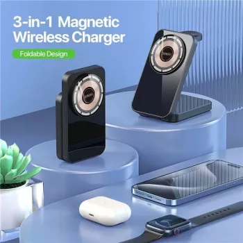 Duzzona W17 3-in-1 langaton latausteline MagSafe 15W musta