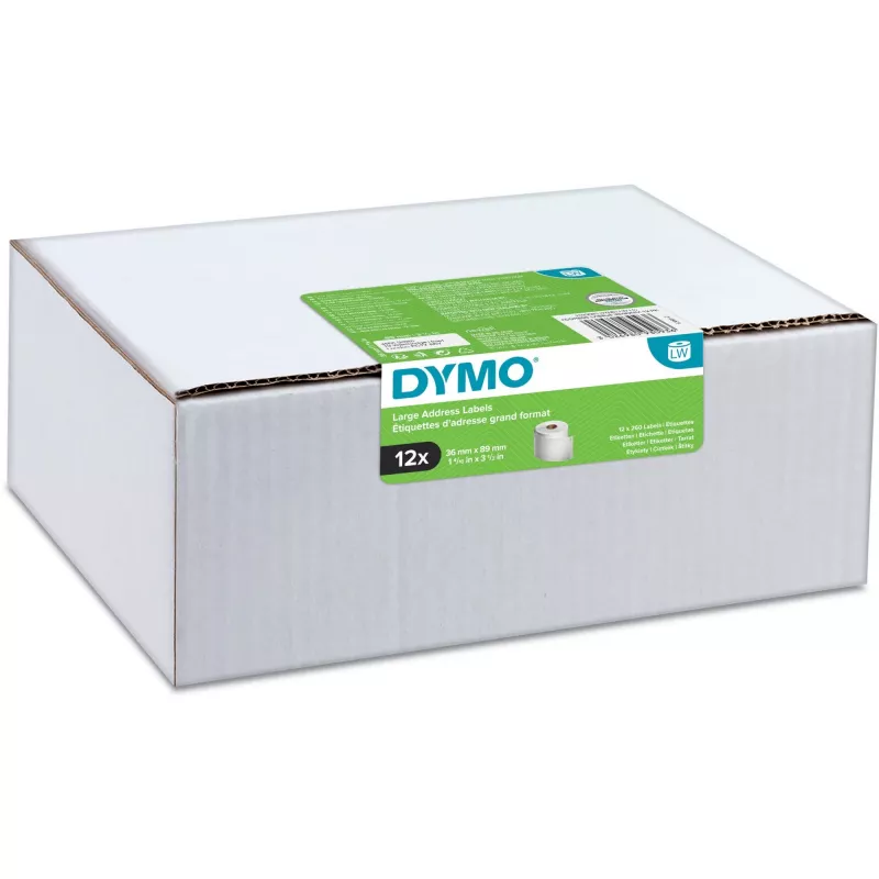 DYMO Authentic LabelWriter suuret osoitetarrat 36mm x 89mm läpinäkyvä, 2 rullaa 130 (260 tarraa)