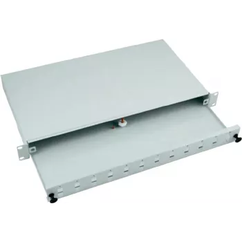 EFB 24-porttinen SC Duplex -rack-asennettava jatkospaneeli, ulosvedettävä etuosa, vaaleanharmaa RAL 7035, 1U (53600.3)