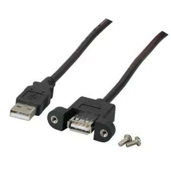 EFB-Elektronik USB 2.0 jatkokaapeli A-A, paneeliasennettava liitin, 1,0 m, musta, Classic