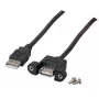 EFB-Elektronik USB 2.0 jatkokaapeli A-A, paneeliasennettava liitin, 1,0 m, musta, Classic