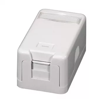 EFB ET-25166 pinta-asennettava Keystone-rasia, 1 portti, itsesulkeutuva pölysuoja, puhtaanvalkoinen