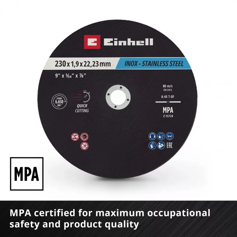 Einhell 230 x 2,0 mm ohuet katkaisulaikat kulmahiomakoneelle, 10 kpl:n pakkaus 711524