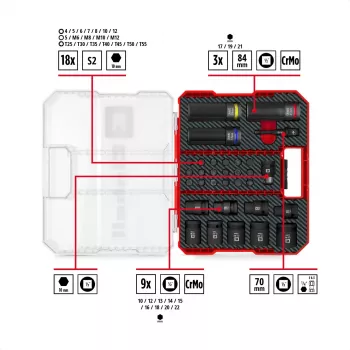 Einhell Impact Bit and Socket Set 1/2 inch 32-osainen XL-laukussa