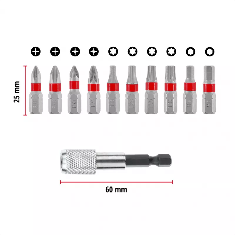 Einhell Karabiner Impact Bitsarja 10-osainen 1/4 tuuman kuusiokanta Impact-bitti karabiiniklipsillä