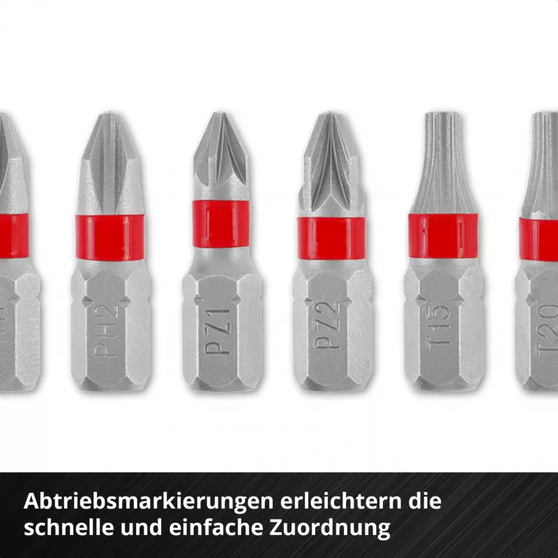 Einhell Karabiner Impact Bitsarja 10-osainen 1/4 tuuman kuusiokanta Impact-bitti karabiiniklipsillä