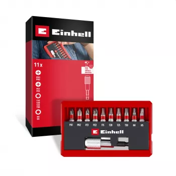 Einhell Karabiner Impact Bitsarja 10-osainen 1/4 tuuman kuusiokanta Impact-bitti karabiiniklipsillä