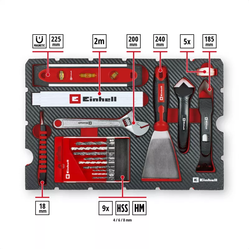 EINHELL-KWB E-Case remonttityökalusarja, 78 osaa (musta/punainen)