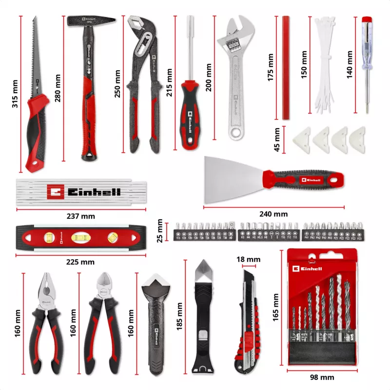 EINHELL-KWB E-Case remonttityökalusarja, 78 osaa (musta/punainen)