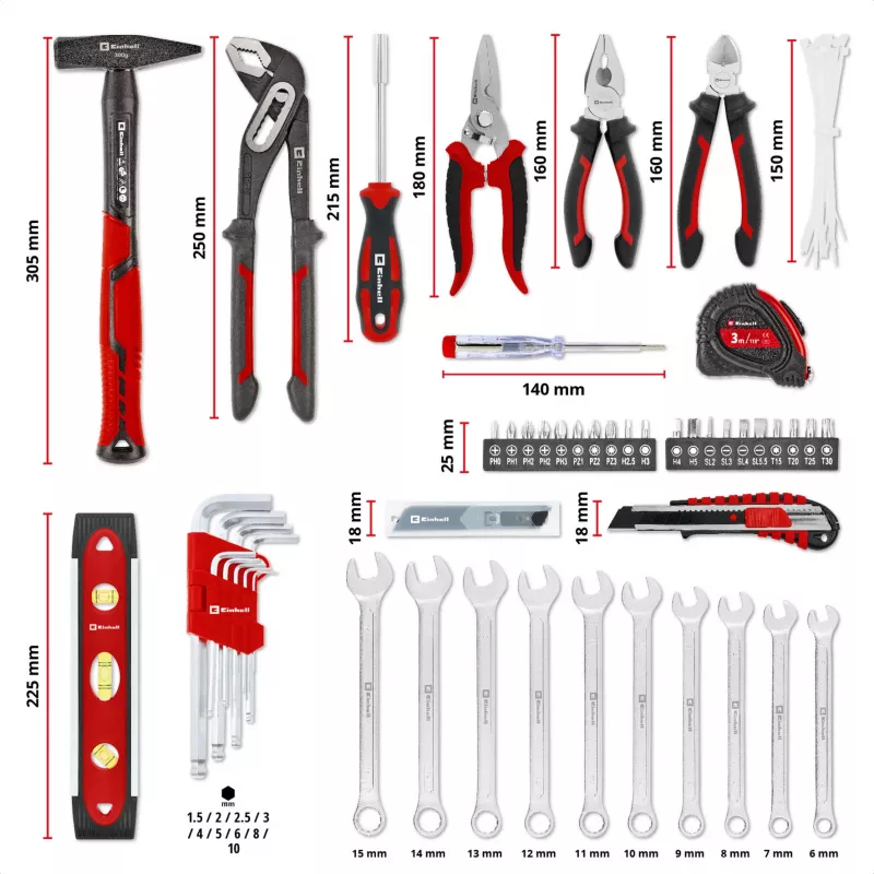 EINHELL-KWB E-Case -työkalusalkku muuttoon, 79 osaa (musta/punainen)