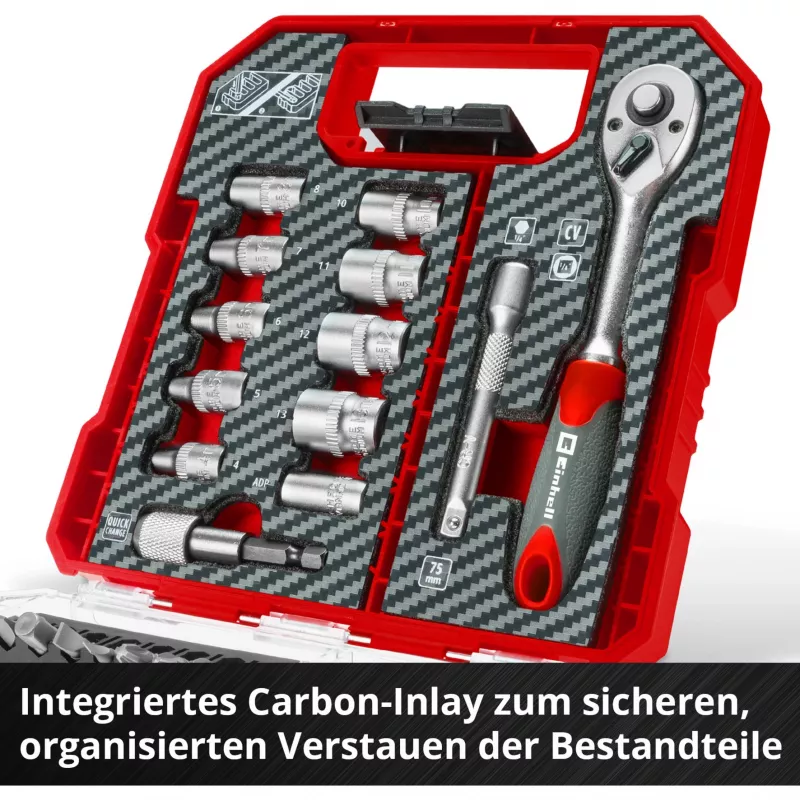 EINHELL-KWB hylsy- ja kärkisarja 1/4 tuuma 37 osaa L-CASE-laukussa