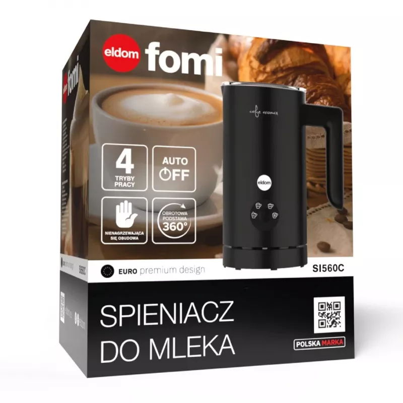 ELDOM SI560C maitovaahdotin musta - 500W automaattinen kuuma- ja kylmävaahdotus, 300 ml lämmitys, ruostumaton teräs