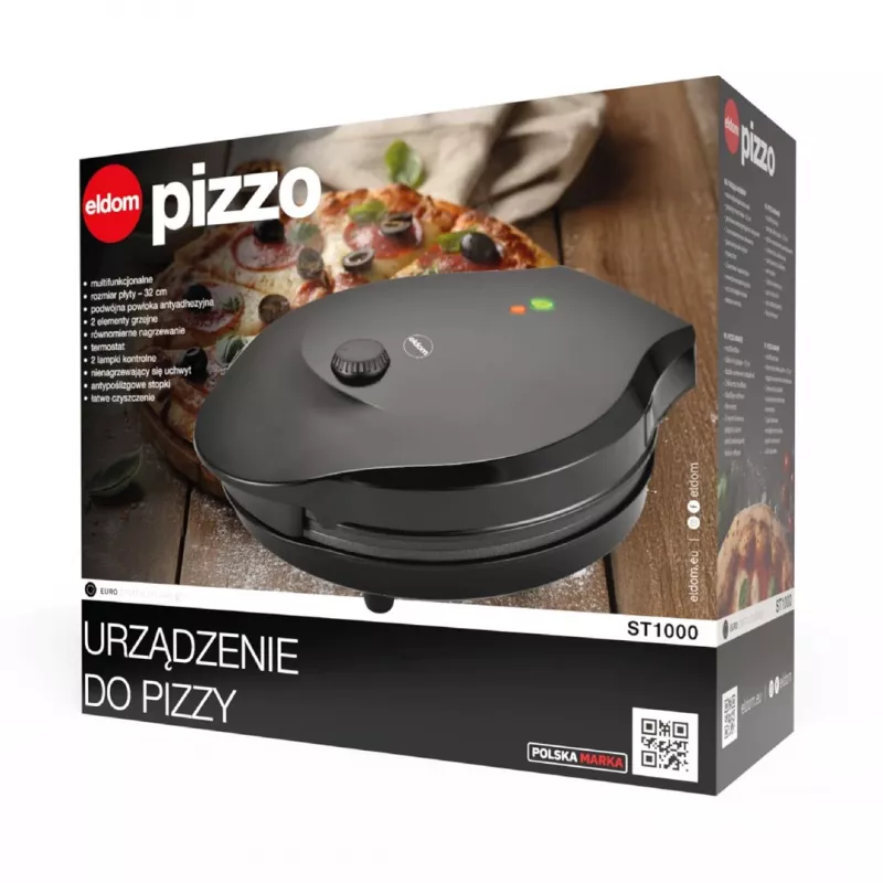 ELDOM ST1000 Pizzo -pizzakone, 1450 W, 32 cm levy, musta
