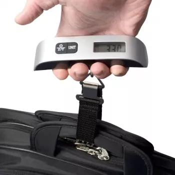 ELDOM WB10 digitaalinen matkalaukkuvaaka 50 kg taustavalaistulla LCD-näytöllä, ruostumattomasta teräksestä valmistettu koukku, taara- ja pito-toiminnot