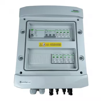 EMITER EM-1102N_DCAC PV DC/AC kytkentäkaappi hermeettinen IP65 Noark ylijännitesuojilla ja RCD:llä