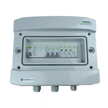 EMITER kytkentäkeskus liitetty AC Hermetic IP65 EMITTER ylijännitesuojalla AC Noark tyyppi 1+2, 50A 3-vaiheinen, RCD tyyppi A 63A/300mA