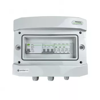 EMITER kytkinlaitos kytketty AC Hermetic IP65 EMITTER ylijännitesuojalla AC Noark tyyppi 1+2, 40A 3-vaiheinen, vikavirtasuojakytkin tyyppi A 63A/300mA