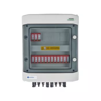 EMITER kytkinlaitteisto liitetty DC hermeettinen IP65 EMITTER Dehn 1000V Type 2 DC-ylijännitesuoja, 5x PV-string, 5x MPPT