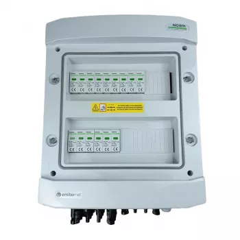 EMITER kytkentäkeskus liitetty DC-hermeettinen IP65-EMITTER Noark 1000V Type 2 DC-ylijännitesuojalla, 5x PV-string, 5x MPPT