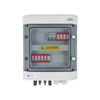 EMITER kytkentäkeskus liitetty DCAC Hermetic IP65 EMITTER DC-ylijännitesuojalla Dehn 1000V tyyppi 2, 2 x PV-string, 2 x MPPT // og. AC Dehn tyyppi 2, 10A 3-F