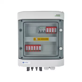 EMITER kytkentäkeskus kytketty DCAC Hermetic IP65 EMITTER DC-ylijännitesuojalla Dehn 1000V tyyppi 2, 2 x PV-string, 2 x MPPT // og. AC Dehn tyyppi 2, 16A 3-vaiheinen