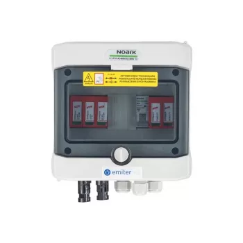 EMITER kytkinlaitteeseen liitetty DCAC hermeettinen IP65 EMITTER Dehn 1000V tyyppi 2 DC-ylijännitesuoja, 1 x PV-string, 1 x MPPT // og. AC Dehn tyyppi 2, 16A 1-F