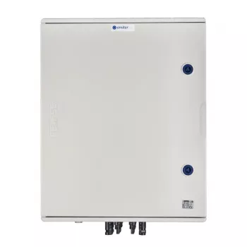 EMITER kytkinlaitos DCAC hermeettinen IP66 EMITTER DC-ylijännitesuojalla Dehn 1000V tyyppi 1+2, 4 x PV-string, 4 x MPPT // Ogr. AC Dehn tyyppi 1+2, 100A 3-vaiheinen, FR 100A, Syg. vaihe + pistorasia