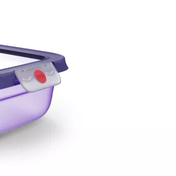 EMSA ONECLICK ruoansäilytysastia 1,5 L suorakaiteen muotoinen violetti ilmatiivis vuotamaton BPA-vapaa mikroaaltouuni-, astianpesukone- ja pakastinkestävä 3110601757