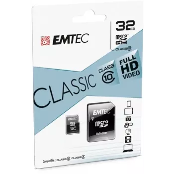 Emtec ECMSDM32GHC10CG 32GB MicroSDHC Class 10 UHS-I muistikortti SD-adapterilla