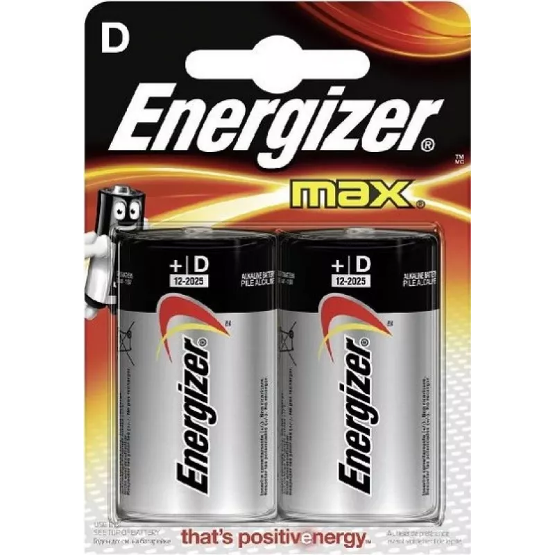 Energizer MAX alkaliparistot D, 2 kpl:n pakkaus blister (LR20) E300129200
