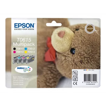 Epson T0615 monipakkaus värikasetteja - 4 kpl:n pakkaus - 32 ml - musta, keltainen, syaani, magenta