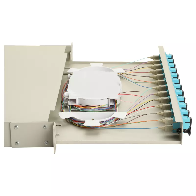 Equip 12-portin kuitujatkosrasia, SC Duplex, OM3, 1U rack-asennus, asennettu, harmaa