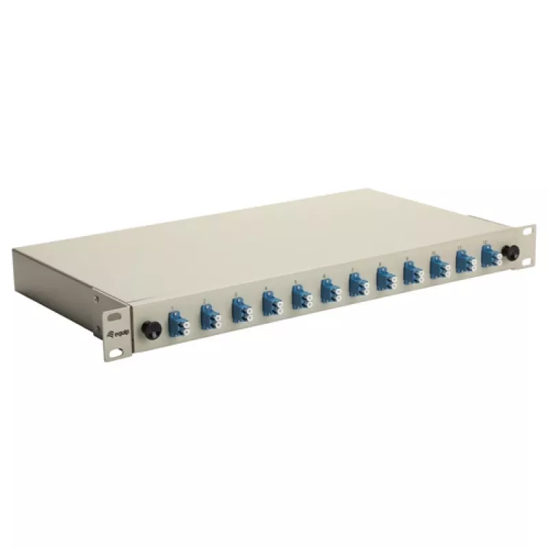 Equip 12-portin LC Duplex OS2 kuitujatkosrasia, 1U rack-asennus, harmaa