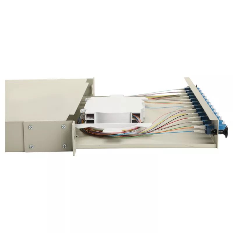 Equip 12-portin LC Duplex OS2 kuitujatkosrasia, 1U rack-asennus, harmaa