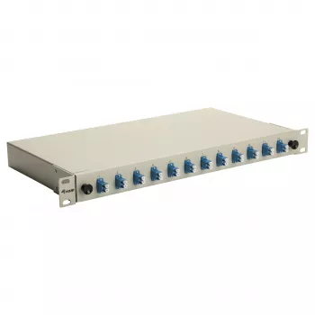 Equip 12-portin LC Duplex OS2 kuitujatkosrasia, 1U rack-asennus, harmaa