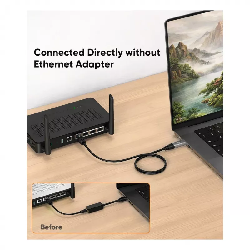 EQUIP 133101 USB-C & USB-A - RJ45 gigabit ethernet -sovitin, musta