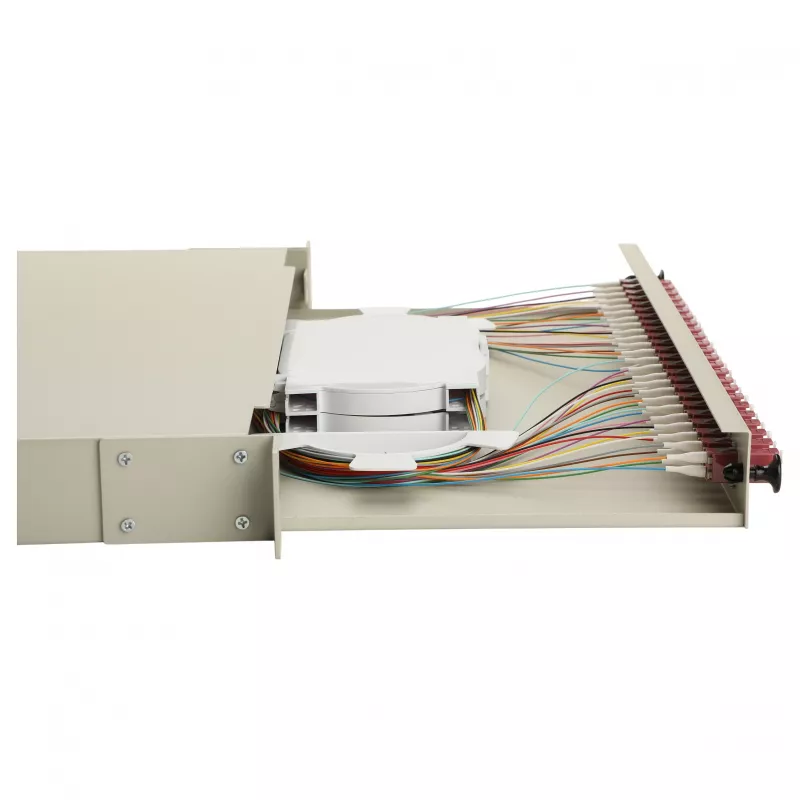 Equip 24-porttinen kuitujatkosrasia, LC Duplex, OM4, 1U, asennettu, harmaa