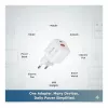 Equip 245526 2-porttinen USB-C PD3.0 / USB-A GaN 20W seinälaturi, valkoinen