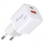 Equip 245526 2-porttinen USB-C PD3.0 / USB-A GaN 20W seinälaturi, valkoinen